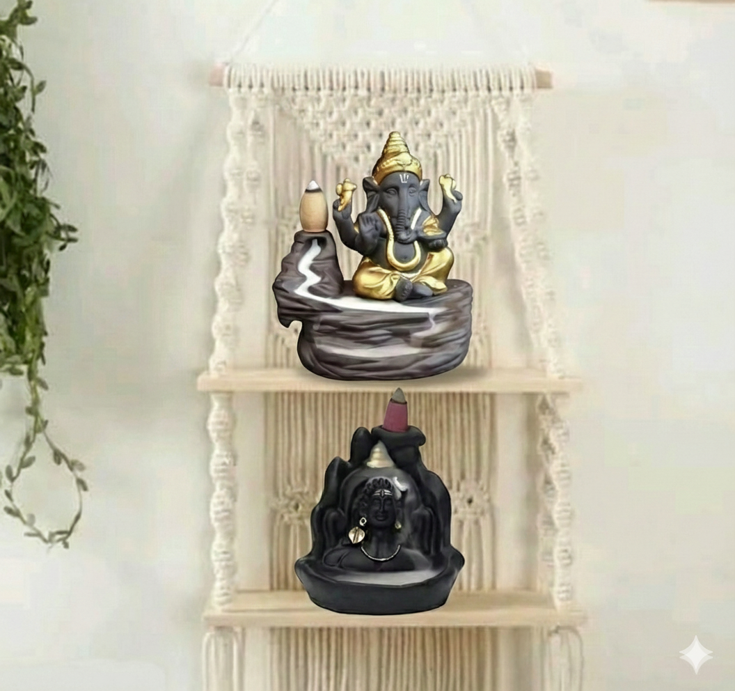 Urban Hanging Shelf | Macrame Wall Hanging Shelf | Living Room Wall Decor | Sustainable Floating Macrame Wooden Shelf | Macrame Shelf for Hanging Plant (White)