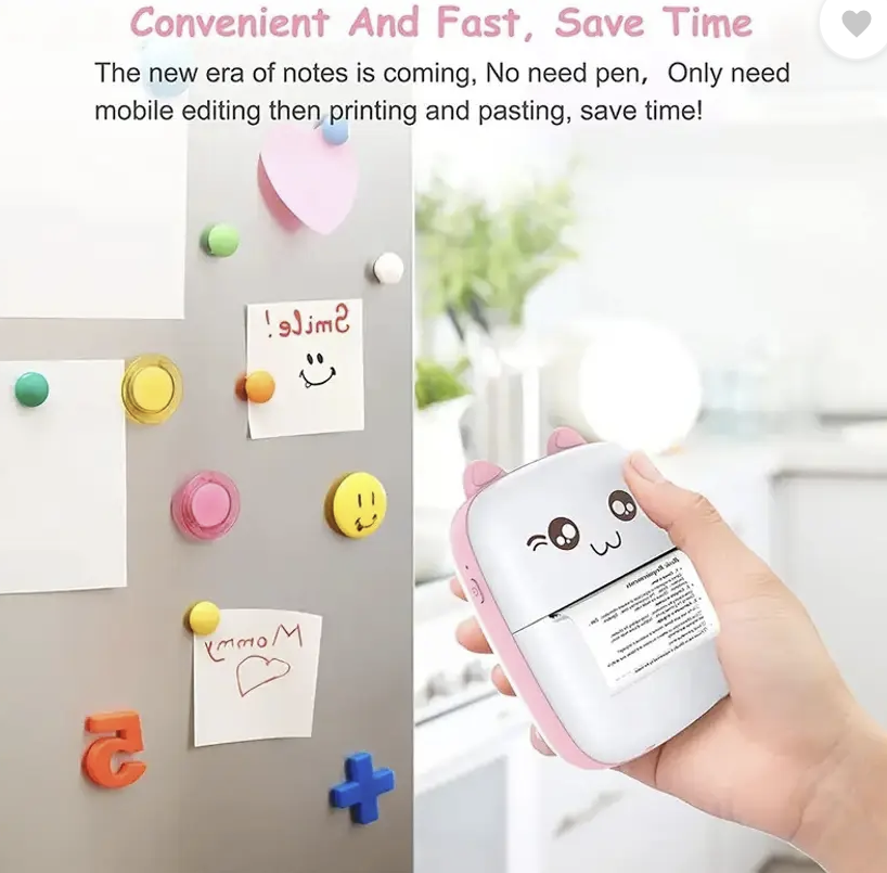 Bekaboo Mini Thermal Pocket Printer, Ink-free Mobile Office, Print Labels, Pictures Black & White Thermal Print