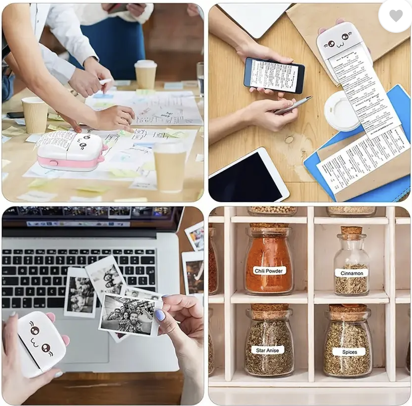 Bekaboo Mini Thermal Pocket Printer, Ink-free Mobile Office, Print Labels, Pictures Black & White Thermal Print